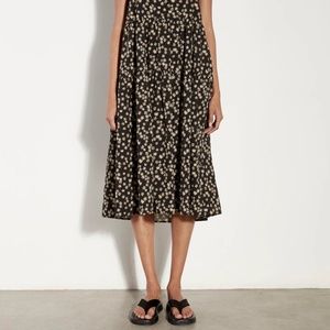 Enza Costa Black Midi Skirt with Cream Floral Print